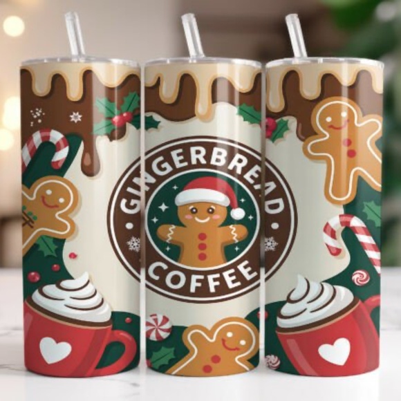 Seasonal themed 20oz Sublimated Stainless Steel Tumbler with Lid & Straw - Picture 3 of 6